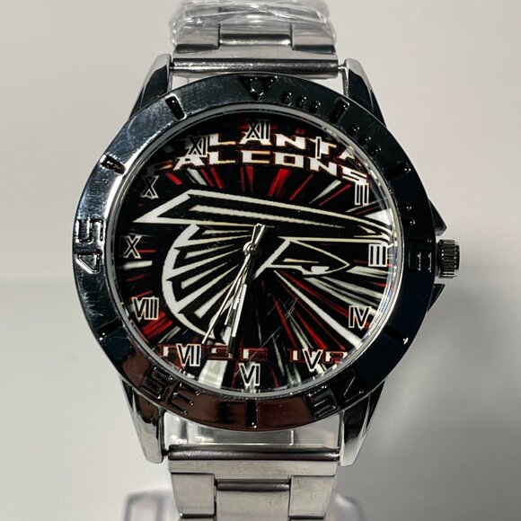 Atlanta Falcons NFL Team Logo Men's Stainless-Steel Silver Watch NEW - Picture 6 of 6